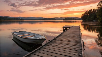Fototapeta premium Sunset over the lake ,Serene relaxation view