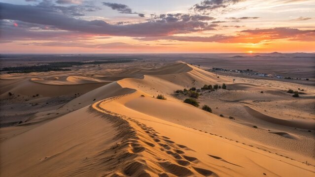 Serene relaxation view sunrise in the desert