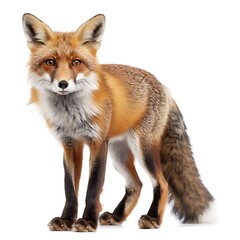 Fototapeta premium Red Fox Portrait: A captivating portrait of a red fox, its piercing gaze and bushy tail on full display. The fox's captivating presence and intelligent eyes evoke a sense of curiosity and wonder. 