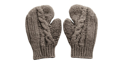 A Pair of Cozy Grey Knitted Woolen Mittens Perfect for Winter Wear and Crafting Projects Providing Warmth and Style.