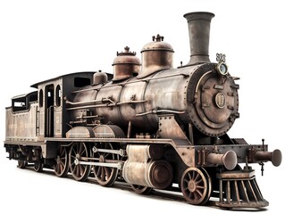 Obraz premium Rusty Steam Locomotive: A weathered and worn steam locomotive stands proudly, its rusty exterior telling tales of journeys past.