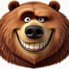 Happy bear character with a big smile and playful expression in cartoon style design in a vibrant setting