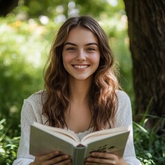 Fototapeta premium Park reader smiles.