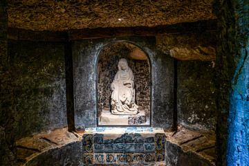 Abandoned and empty medieval Convento dos Capuchos in the Serra de Sintra National Park, Portugal
