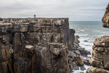 Cross on the coast of the Atlantic Ocean at Cruz dos Remedios, Peniche peninsula, Portugal