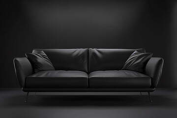 Sleek and Modern: Sofa in a Stylish Photo Studio with Black Background