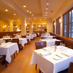 Intimate Dining in a Candlelight-Lit Bistro with Romantic Tables