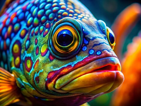 Macro Photography: Lampuga Fish, Close-Up Details, Ocean Life, Underwater World, Aquatic Animal, Fish Scales,  Marine Biology, Wildlife Photography