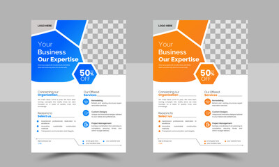 A bundle of 2 templates of different colors a4 flyer template, abstract business flyer, creative corporate design, vector template design, perfect for creative professional business.