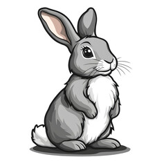 Fototapeta premium Cute cartoon gray bunny rabbit.