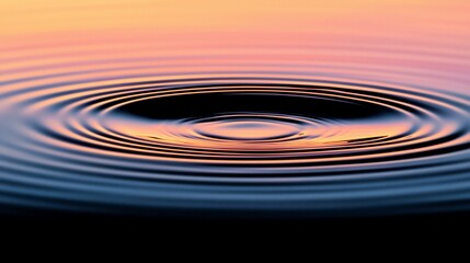 Sunset reflected in concentric water ripples.