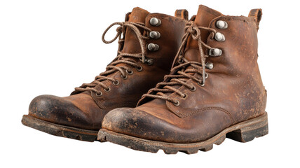 A Pair of Old Fashioned Leather Hiking Boots Perfect for Adventure and Outdoor Activities.