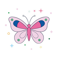 Colorful Butterfly Vector with Abstract Geometric Shapes and Dotted Background.
