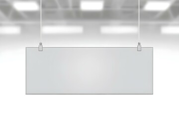 Realistic Mockup of Rectangular Dangler Hanging from Ceiling