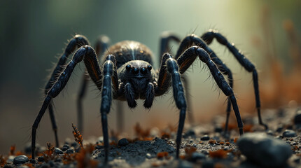 Close-up macro shot of a giant tarantula