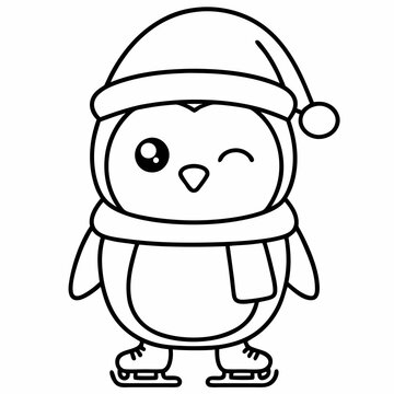 recommend clip art: Cute Penguin Coloring Page Holiday Design.