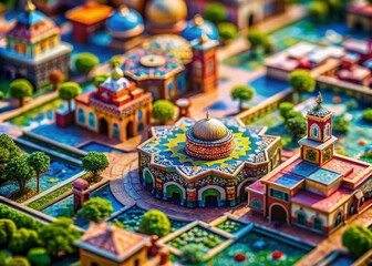 Fototapeta premium Miniature World, Tilt-Shift Photography, Pattern Background, Amazing Tiny Scenes, Surreal Landscape, Detailed Texture, Geometric Patterns, Macro Photography, Small World Photography