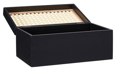 wooden box, open lid cut out isolated transparent background