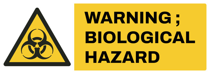 ISO warning safety signs uppercase text_warning ; biological hazard_landscape size 1/2 a4,a3,a2,a1	 
