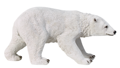 Stucco white bear, side view cut out isolated transparent background