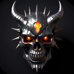 Fantasy Skull with Glowing Orange Core