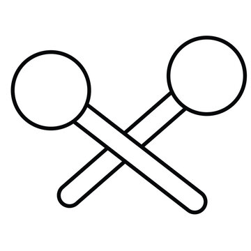 recommend clip art: Cute cartoon hand drawn vector Wooden sticks music percussion acoustic equipment outline.