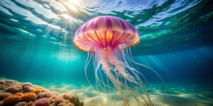 Minimalist Strobila Jellyfish Photography: Ocean Life, Underwater Macro, Bioluminescent, Sea Creature, Jellyfish Larva,  Ephyra,  Marine Life, Aquatic,  Underwater World,  Ocean Photography