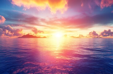 Obraz premium The morning sunrise over the sea displays a variety of colors and shades.