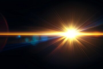 A natural sun flare depicted in an abstract style on a black background.