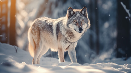 Obraz premium gray wolf in snow