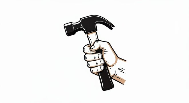 Hamer hamer icon Silhouette isolated background, Hamer holding hand attitude