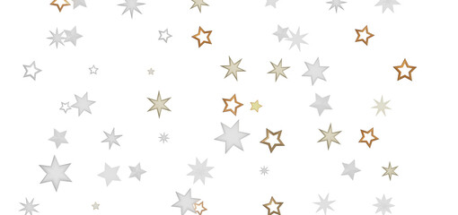 Abstract background with sparkling stars in gold, white, and brown against a black background.