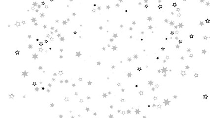 A digital illustration of silver stars scattered on a black background, creating a twinkling and festive atmosphere