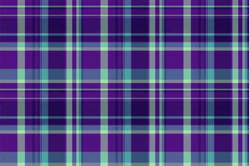 Installing texture textile seamless, throw check tartan pattern. Self vector background fabric plaid in violet and cyan colors.