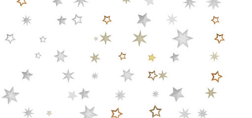 A captivating abstract illustration showcasing a mesmerizing arrangement of gold and silver stars against a dark background.