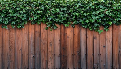 Obraz premium Green Ivy Covering a Wooden Fence