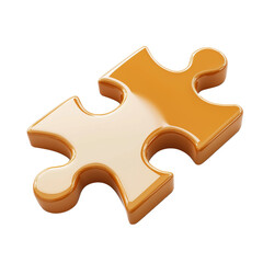 Obraz premium 3D icon of brown puzzle piece isolated on transparent background