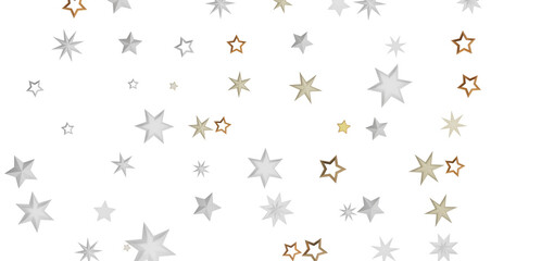 A scattering of white and gold stars on a black background, creating a festive and starry night aesthetic.