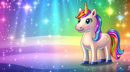 cartoon unicorn rainbow sparkles celebration