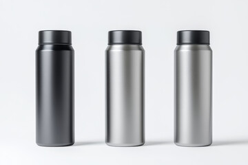 Premium empty standing matte aluminum metal canister for soda, energy drinks, and energy drinks, regular size 330 ml/11.2 oz, isolated front view mockup design template 