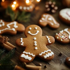 Fototapeta premium Gingerbread man cookie dessert.