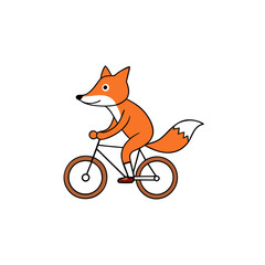 Obraz premium fox riding a bicycle