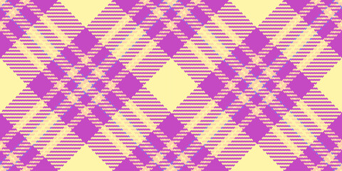 Horizontal background textile tartan, baby pattern fabric seamless. Pastel check texture plaid vector in magenta and yellow colors.