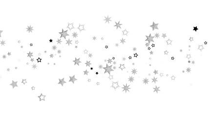 A digital illustration of many silver stars on a black background.