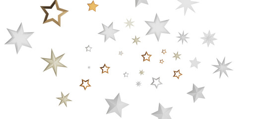 A captivating abstract image featuring a multitude of stars in shades of white, gold, and silver against a black background, creating a mesmerizing and festive visual.