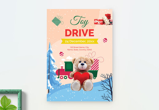 Christmas Toy Drive Flyer Poster Layout