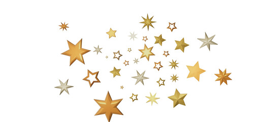An image of numerous golden stars of various sizes on a black background.