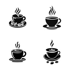 Obraz premium Coffee silhouette logo icon black white design