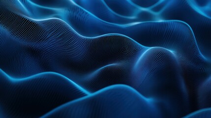 Obraz premium Digital space abstract blue wave visuals with wide angle for promotional use