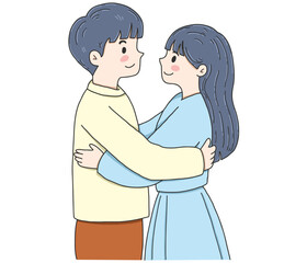 Obraz premium Hug and Hold: A Romantic Gesture for International Hug Day vector illustration on white background